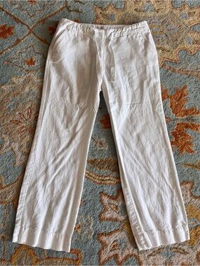 J Crew white linen blend pants size 8